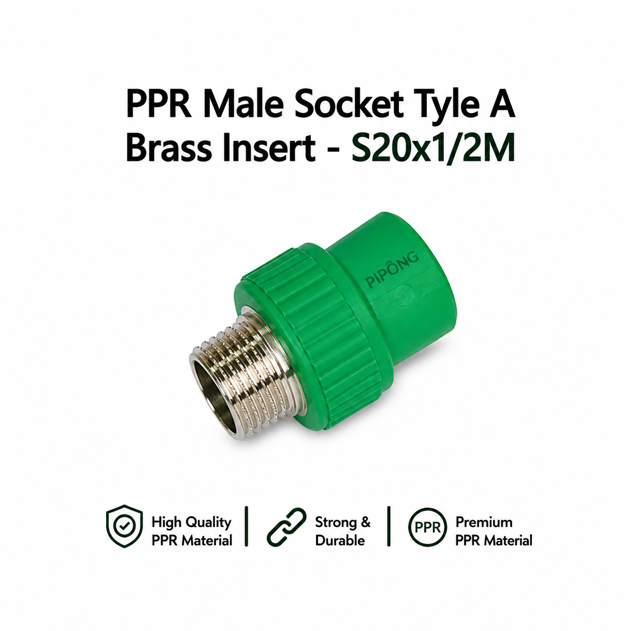 PP-R Male Socket Tyle A Brass Insert - S20x1/2M